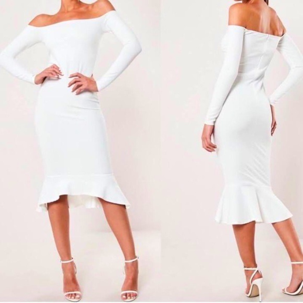 Missguided white off shoulder mermaid dress